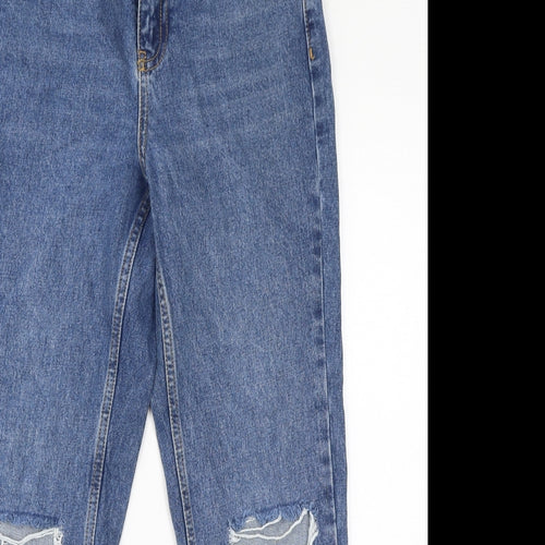 Topshop Womens Blue Polyester Mom Jeans Size 26 in L30 in Regular Zip
