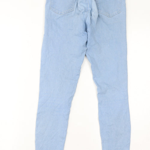 Topshop Womens Blue Cotton Skinny Jeans Size 28 in L32 in Regular Zip - Distressed