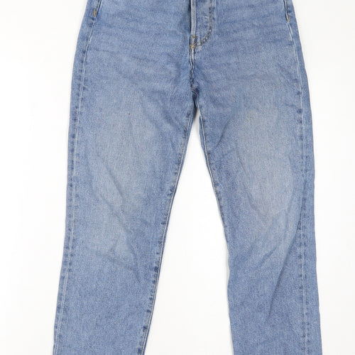 H&M Womens Blue Cotton Straight Jeans Size 4 L27 in Regular Button