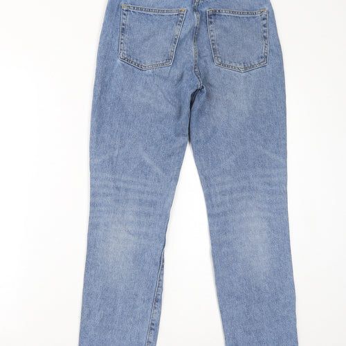 H&M Womens Blue Cotton Straight Jeans Size 4 L27 in Regular Button