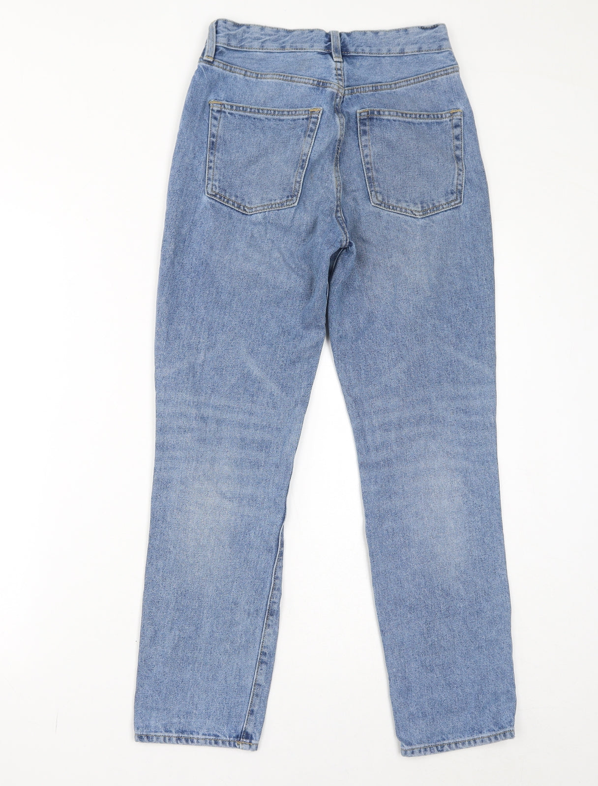 H&M Womens Blue Cotton Straight Jeans Size 4 L27 in Regular Button