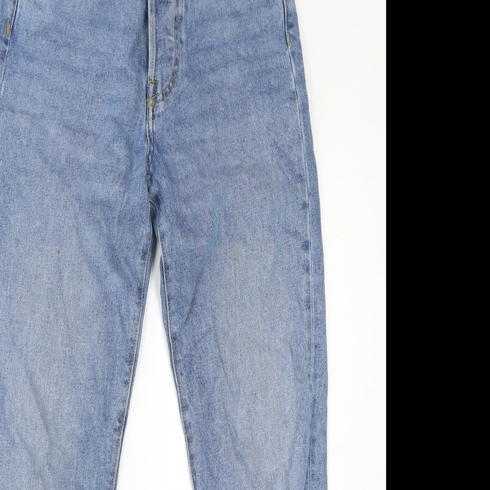 H&M Womens Blue Cotton Straight Jeans Size 4 L27 in Regular Button
