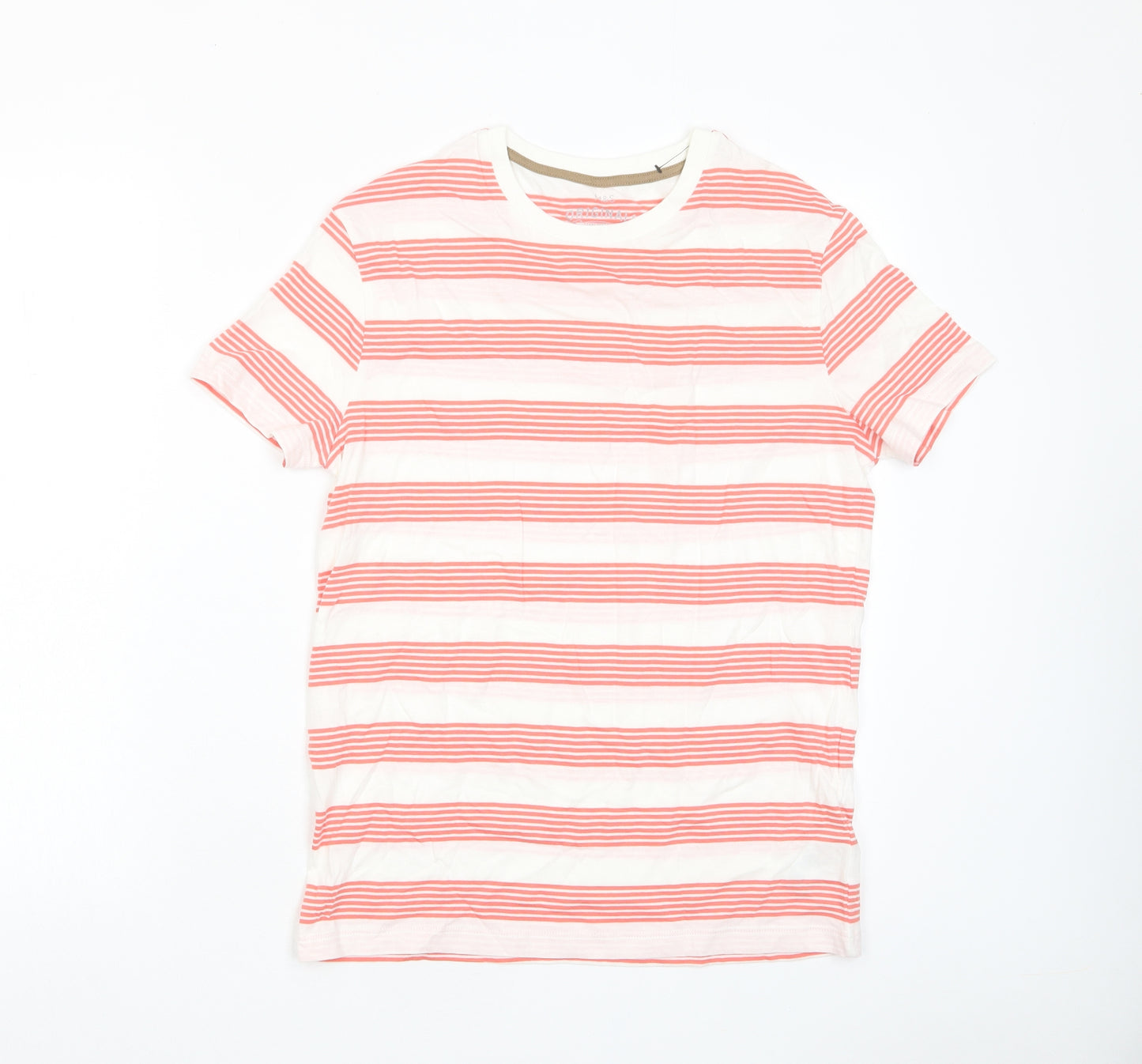 Marks and Spencer Boys Red Striped Cotton Basic T-Shirt Size 13-14 Years Crew Neck Pullover