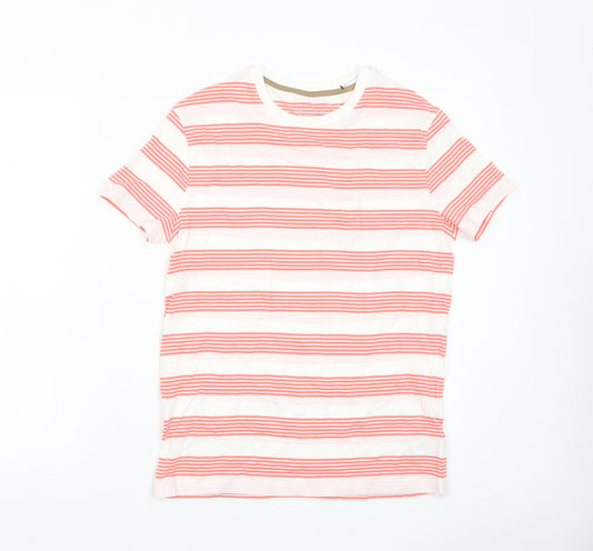 Marks and Spencer Boys Red Striped Cotton Basic T-Shirt Size 13-14 Years Crew Neck Pullover