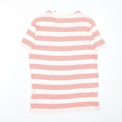 Marks and Spencer Boys Red Striped Cotton Basic T-Shirt Size 13-14 Years Crew Neck Pullover