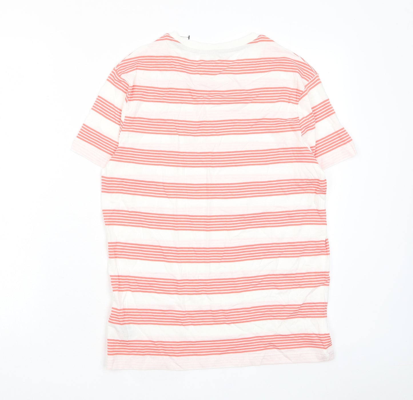 Marks and Spencer Boys Red Striped Cotton Basic T-Shirt Size 13-14 Years Crew Neck Pullover