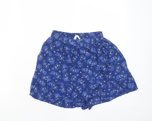 Marks and Spencer Girls Blue Fair Isle Vinyl Wrap Shorts Size 11-12 Years L3 in Regular