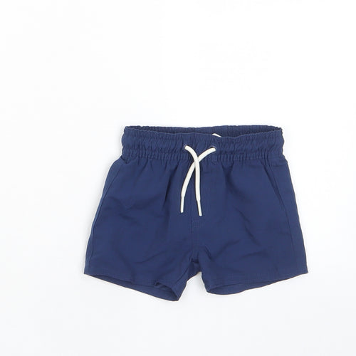 Marks and Spencer Boys Blue Polyester Cropped Trousers Size 3-6 Months Drawstring - Swim shorts