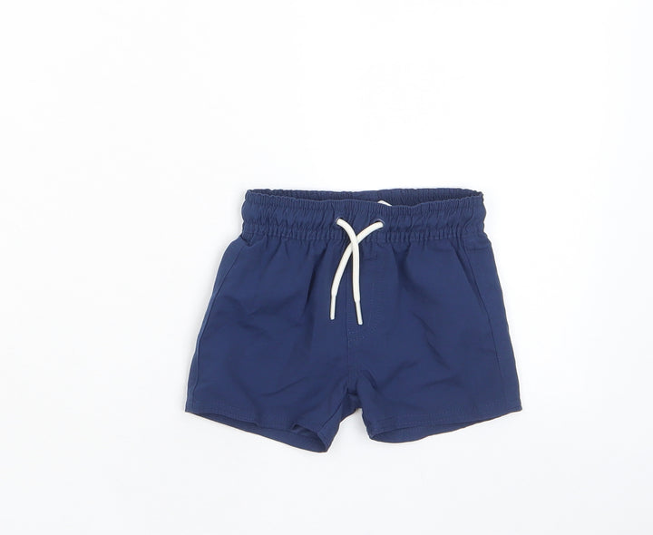 Marks and Spencer Boys Blue Polyester Cropped Trousers Size 3-6 Months Drawstring - Swim shorts