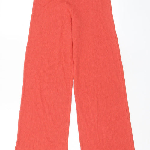 Marks and Spencer Girls Orange Cotton Dress Pants Trousers Size 11-12 Years L27 in Regular Pullover