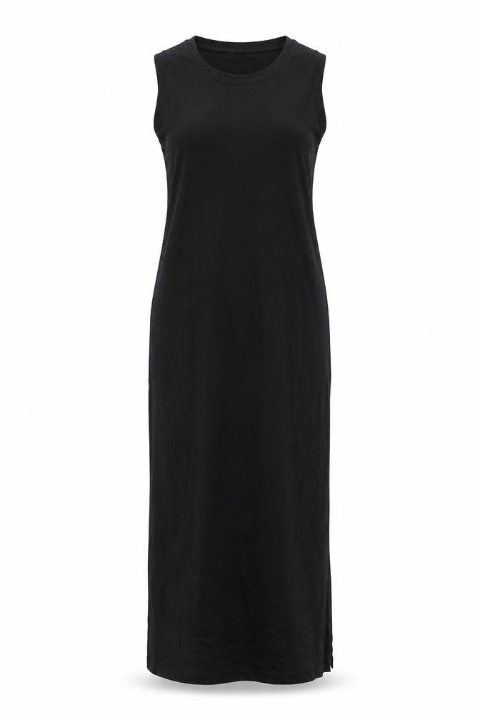 Marks and Spencer Womens Black Cotton Tank Dress Size 6 Crew Neck Pullover