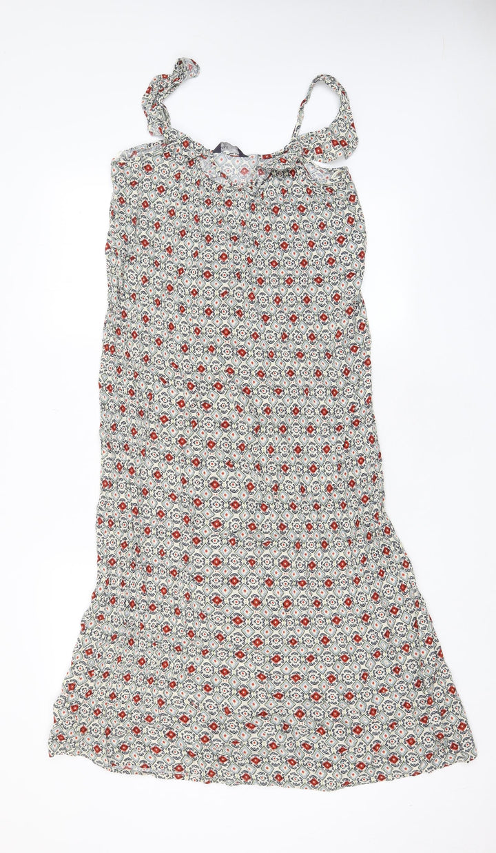 Marks and Spencer Womens Multicoloured Argyle/Diamond Viscose A-Line Size 12 V-Neck Pullover - Frill