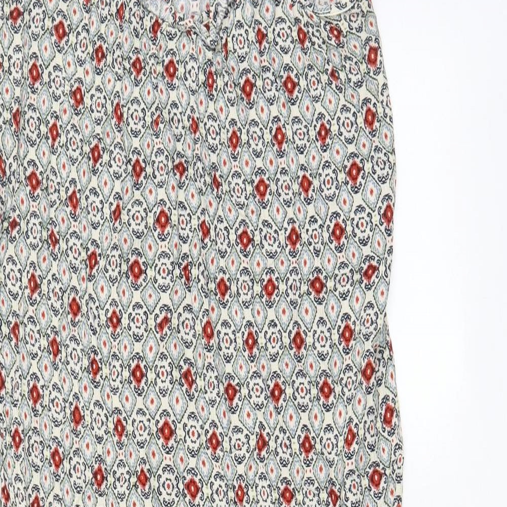 Marks and Spencer Womens Multicoloured Argyle/Diamond Viscose A-Line Size 12 V-Neck Pullover - Frill