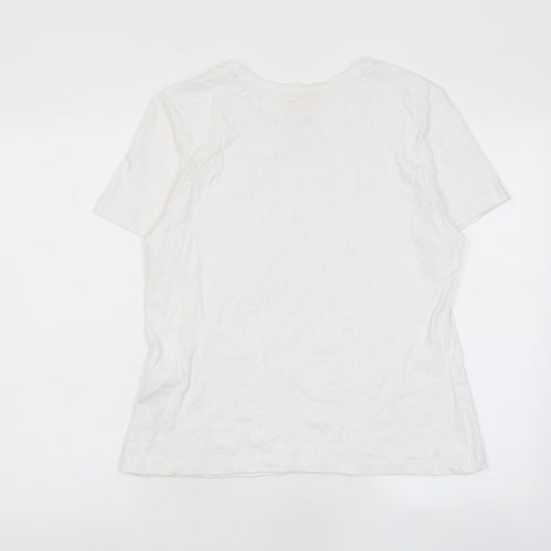 Seasalt Womens White Cotton Basic T-Shirt Size 14 Crew Neck