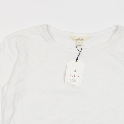 Seasalt Womens White Cotton Basic T-Shirt Size 14 Crew Neck
