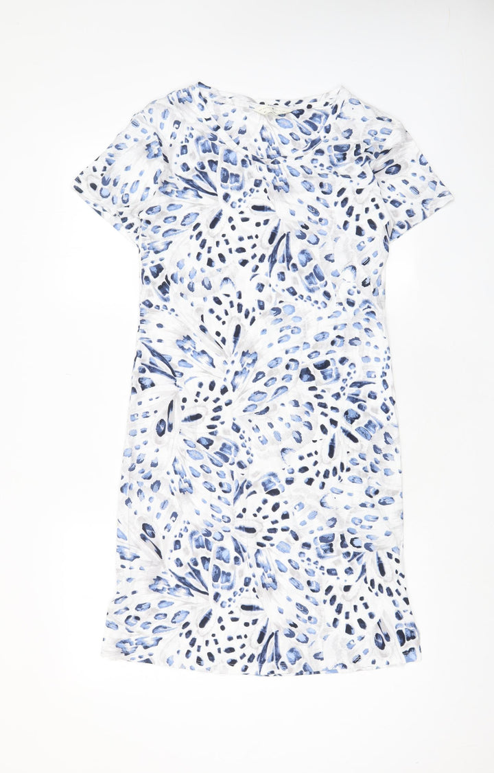 Marks and Spencer Womens Blue Animal Print Cotton Top Dress Size XS