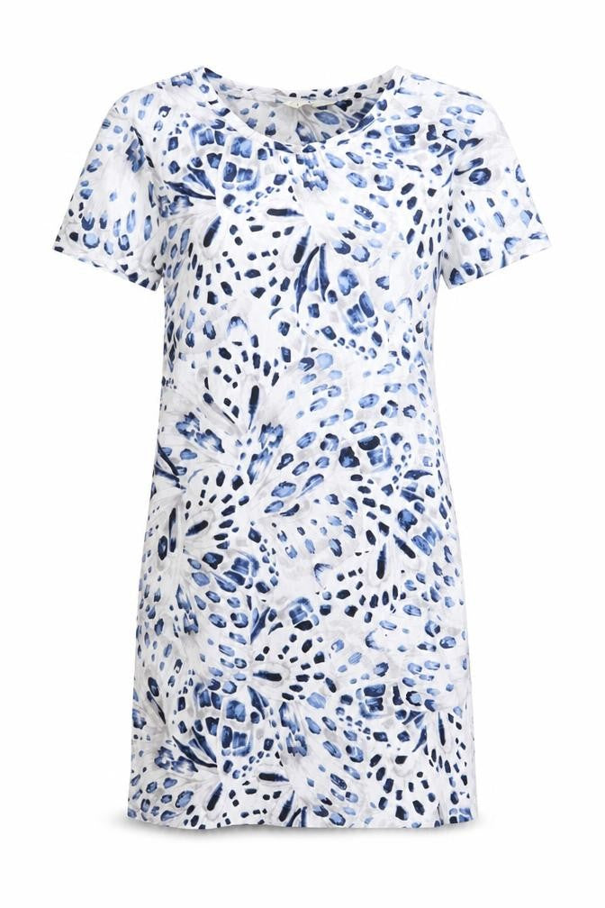 Marks and Spencer Womens Blue Animal Print Cotton Top Dress Size XS