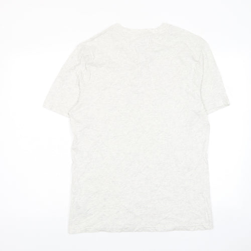 Marks and Spencer Mens Grey Cotton T-Shirt Size M Henley