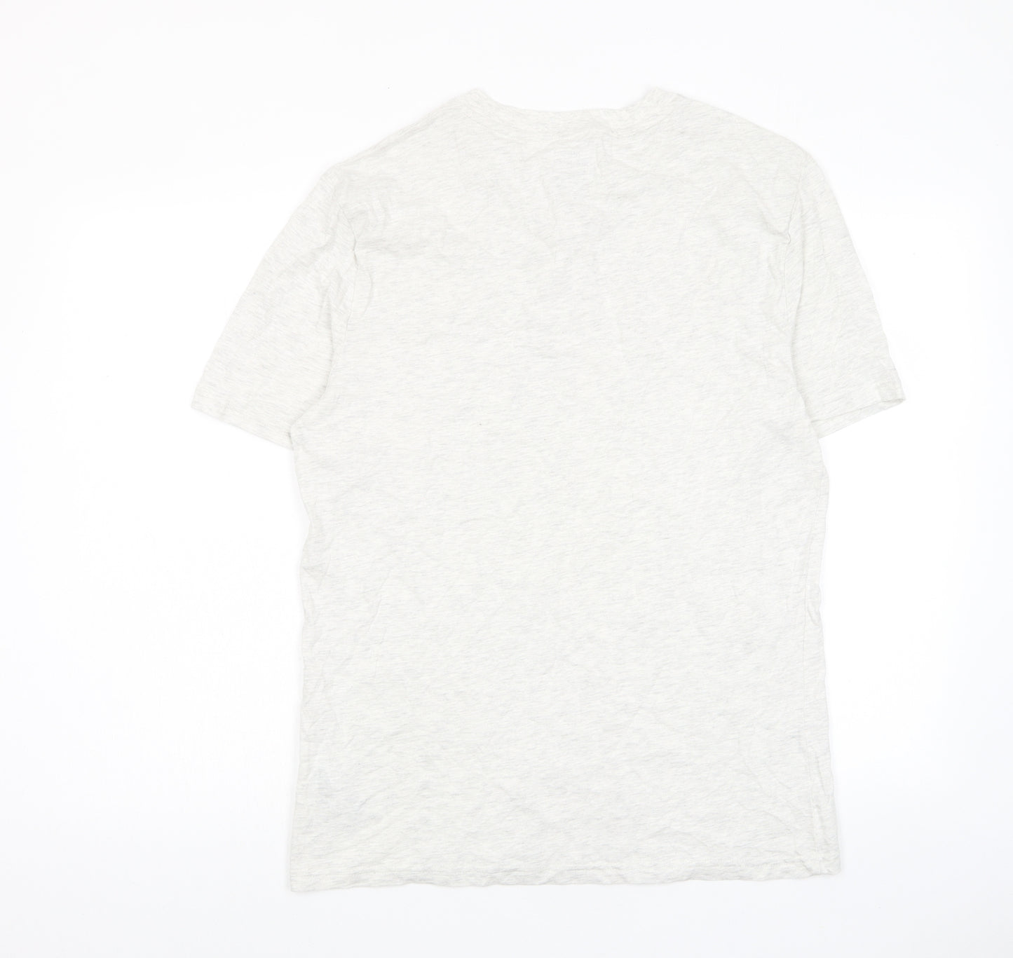 Marks and Spencer Mens Grey Cotton T-Shirt Size M Henley