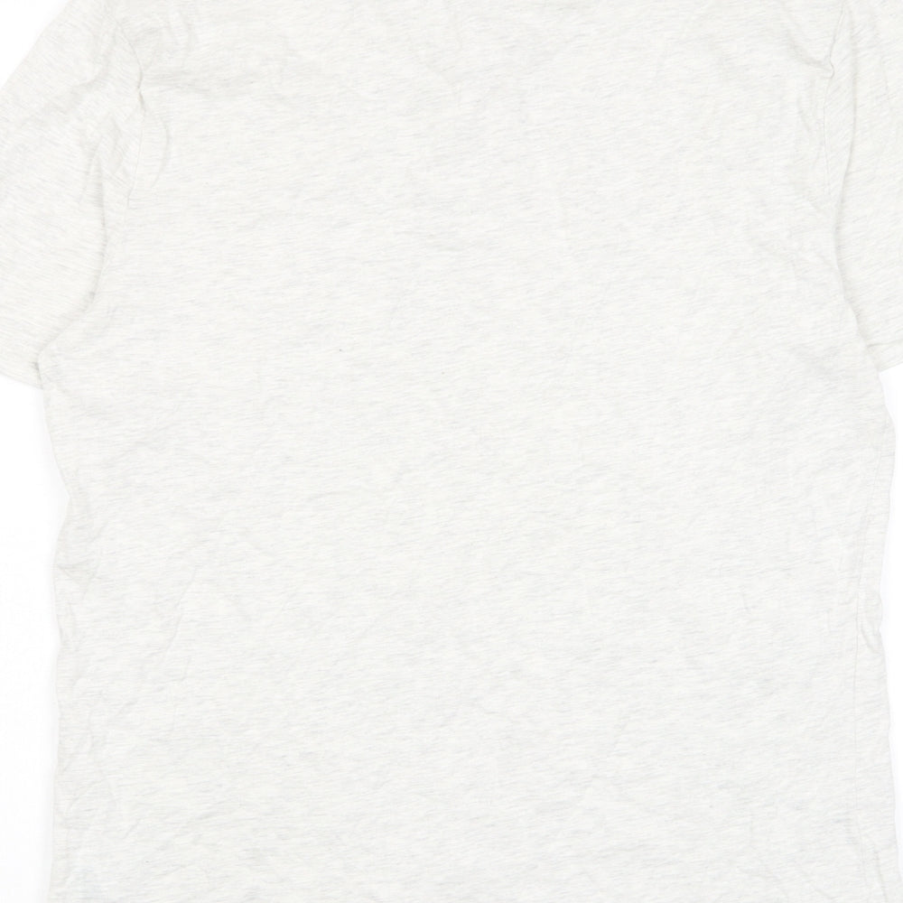 Marks and Spencer Mens Grey Cotton T-Shirt Size M Henley