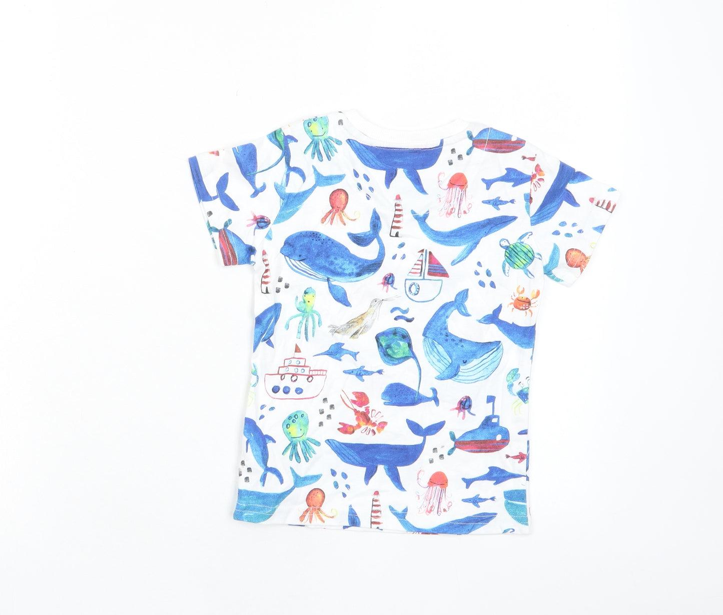 NEXT Boys Multicoloured Geometric Cotton Pyjama Top Size 3-4 Years Pullover - Sea Life