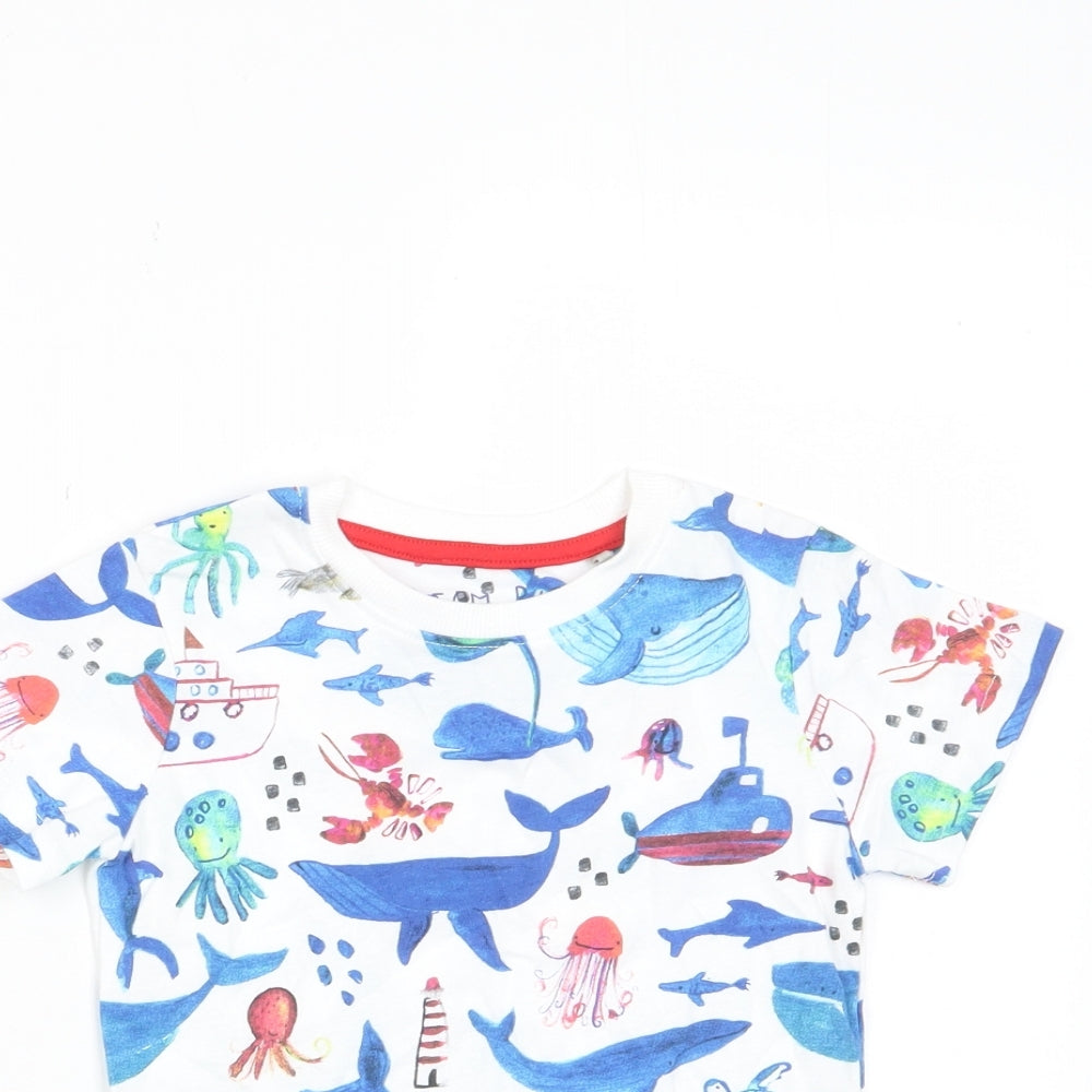 NEXT Boys Multicoloured Geometric Cotton Pyjama Top Size 3-4 Years Pullover - Sea Life