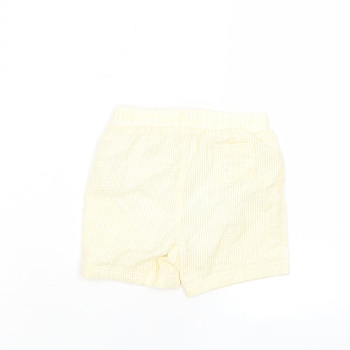 Marks and Spencer Boys Yellow Plaid Cotton Cropped Trousers Size 18-24 Months Drawstring