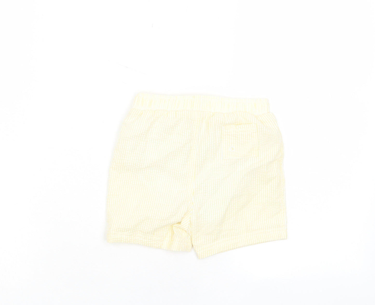 Marks and Spencer Boys Yellow Plaid Cotton Cropped Trousers Size 18-24 Months Drawstring