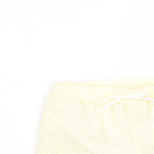 Marks and Spencer Boys Yellow Plaid Cotton Cropped Trousers Size 18-24 Months Drawstring