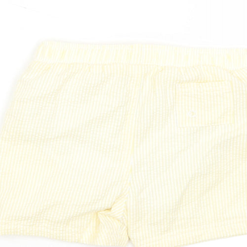 Marks and Spencer Boys Yellow Plaid Cotton Cropped Trousers Size 18-24 Months Drawstring