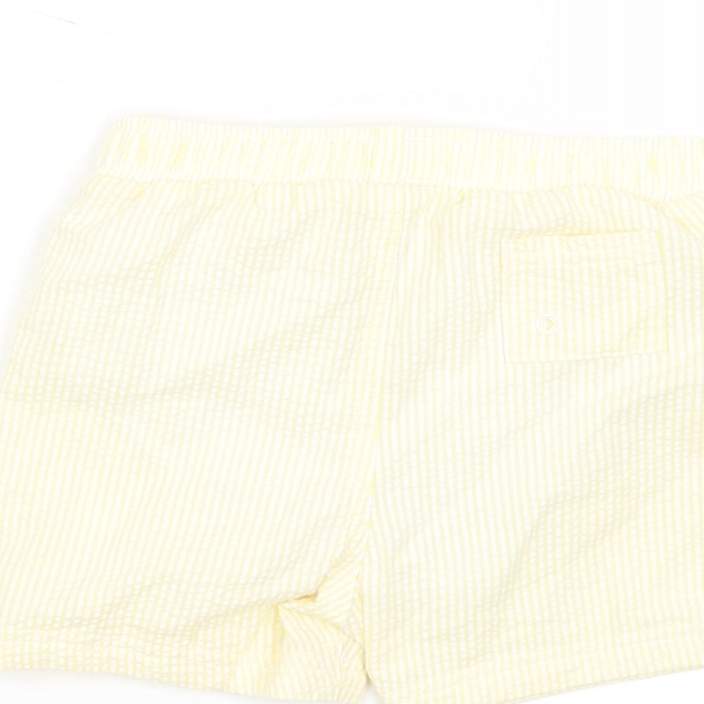 Marks and Spencer Boys Yellow Plaid Cotton Cropped Trousers Size 18-24 Months Drawstring
