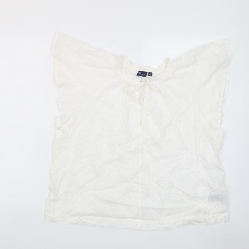 Gap Womens White Cotton Basic T-Shirt Size L Crew Neck - Keyhole neck