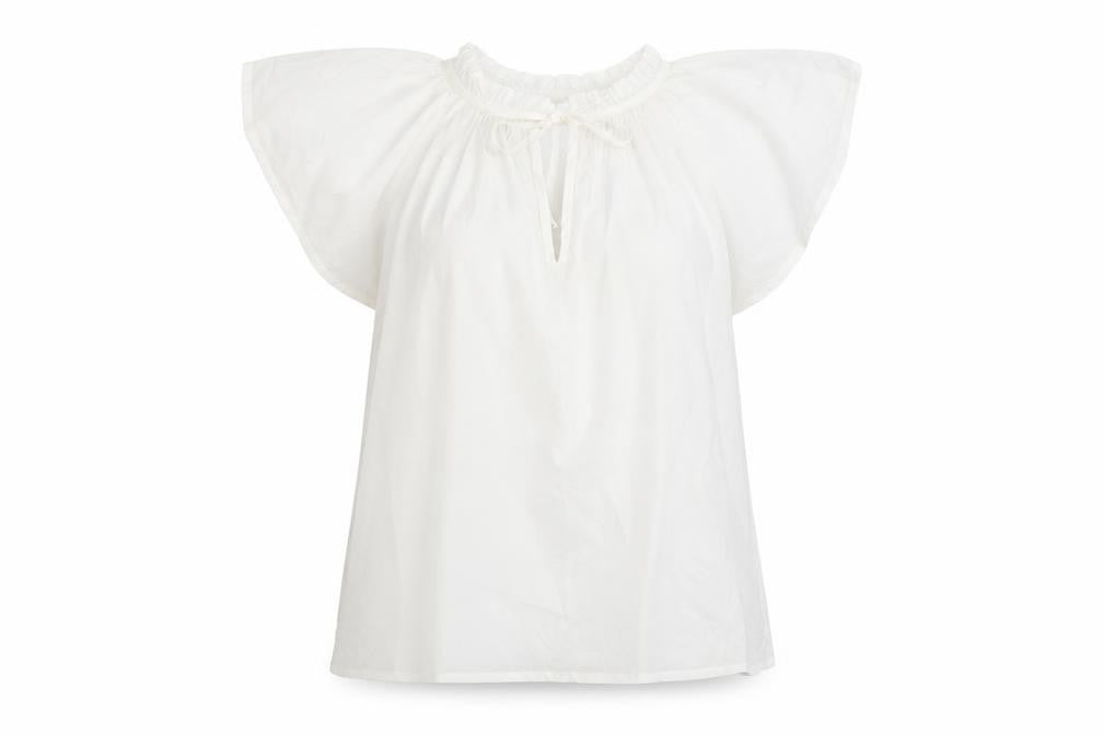 Front view of Gap women’s white cotton basic t-shirt, size L, crew neck - keyhole neck