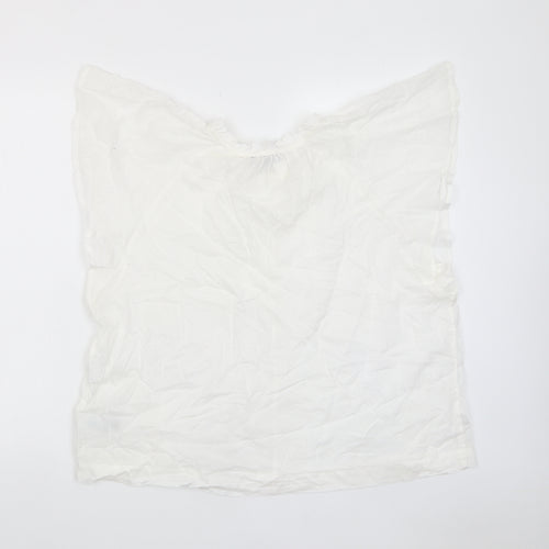 Gap Womens White Cotton Basic T-Shirt Size L Crew Neck - Keyhole neck