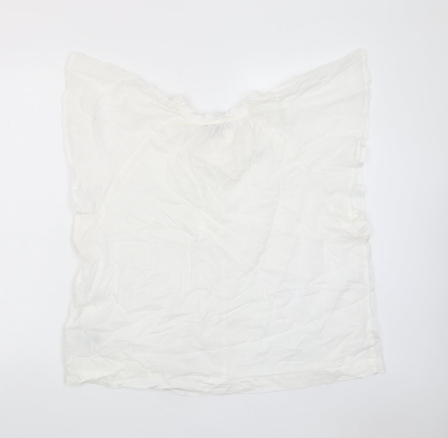 Gap Womens White Cotton Basic T-Shirt Size L Crew Neck - Keyhole neck