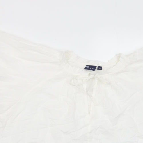 Gap Womens White Cotton Basic T-Shirt Size L Crew Neck - Keyhole neck