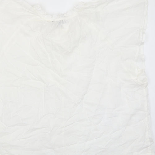 Gap Womens White Cotton Basic T-Shirt Size L Crew Neck - Keyhole neck