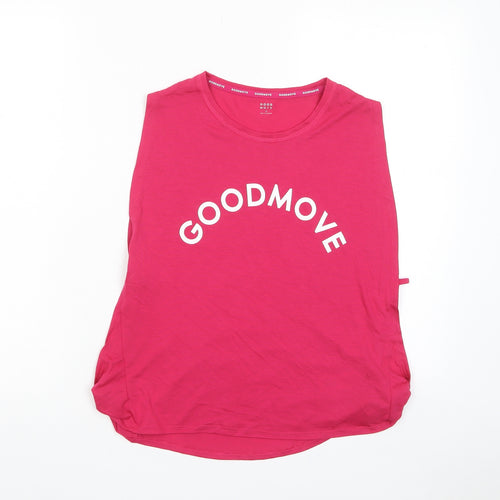 GOODMOVE Womens Pink Polyester Basic Tank Size 12 Crew Neck Pullover - Logo