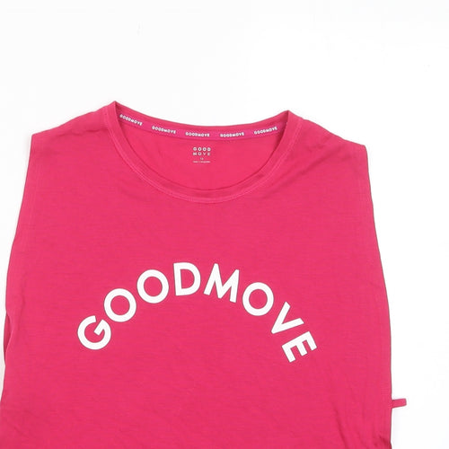 GOODMOVE Womens Pink Polyester Basic Tank Size 12 Crew Neck Pullover - Logo