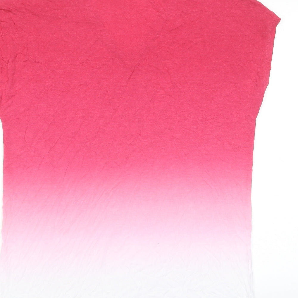 Marks and Spencer Womens Pink Viscose Basic T-Shirt Size 10 V-Neck - Ombre