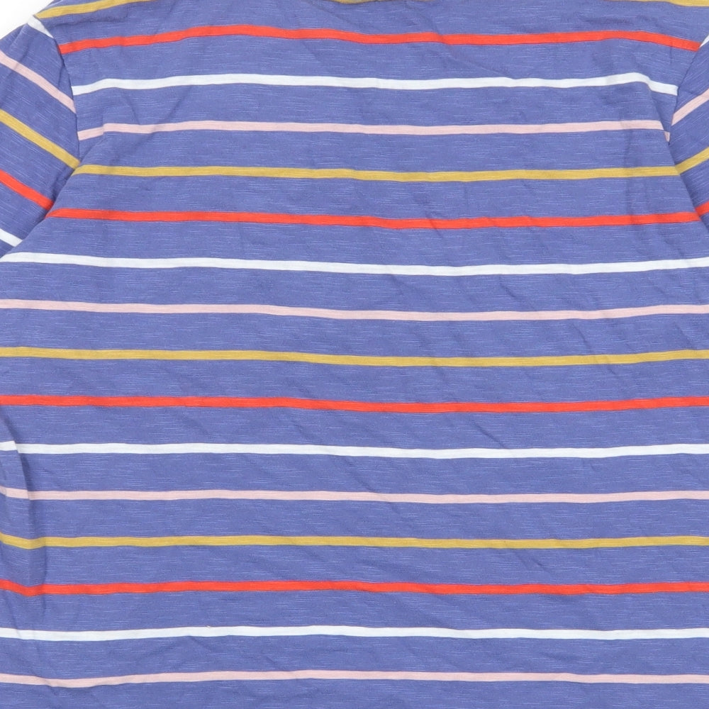 Marks and Spencer Womens Multicoloured Striped Cotton Basic T-Shirt Size 10 Crew Neck - Pocket