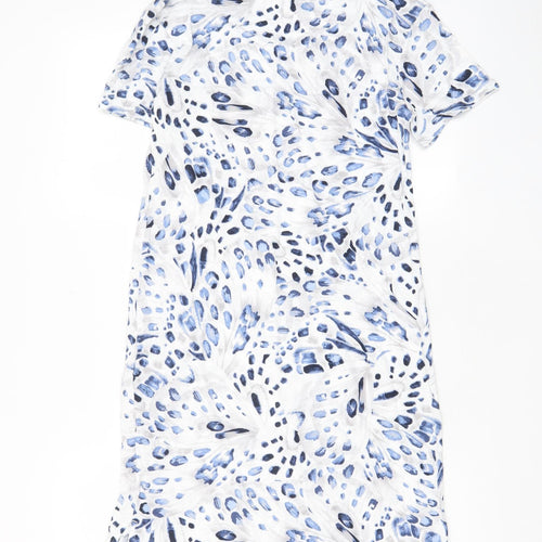 Marks and Spencer Womens Blue Geometric Cotton Top Dress Size XS