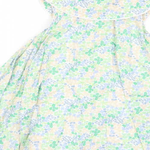 Marks and Spencer Girls Multicoloured Floral Cotton A-Line Size 5-6 Years Collared Button