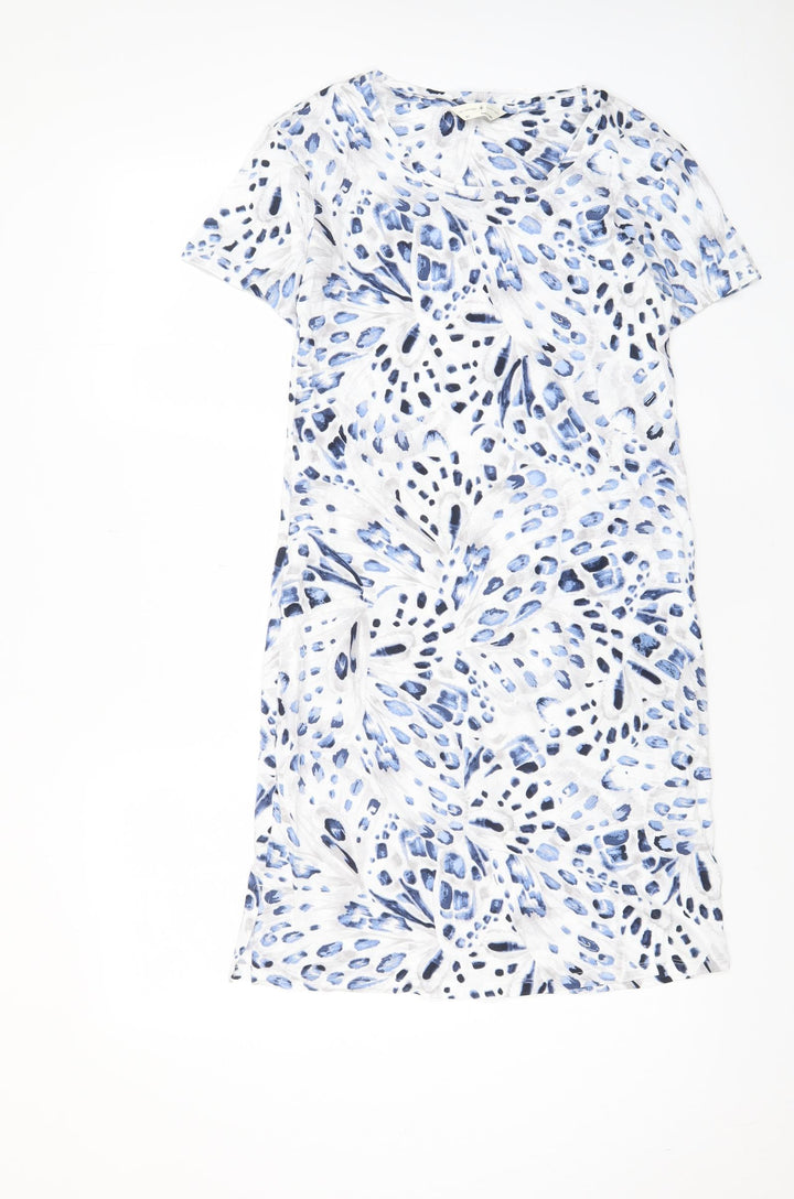 Marks and Spencer Womens Blue Animal Print Cotton Top Dress Size XS