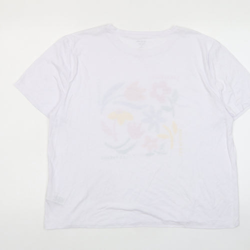 Marks and Spencer Womens White Polyester Basic T-Shirt Size 18 Crew Neck - Les Fleurs