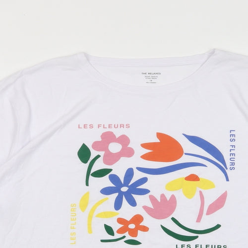 Marks and Spencer Womens White Polyester Basic T-Shirt Size 18 Crew Neck - Les Fleurs