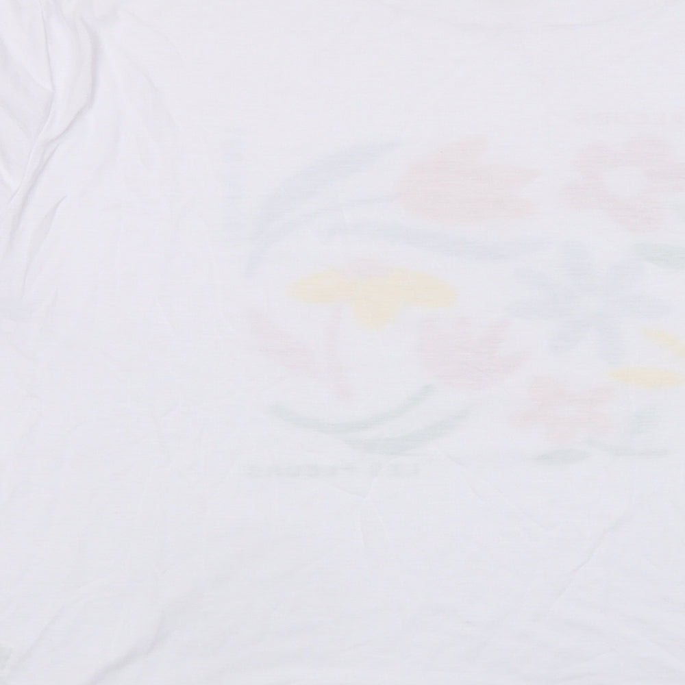 Marks and Spencer Womens White Polyester Basic T-Shirt Size 18 Crew Neck - Les Fleurs