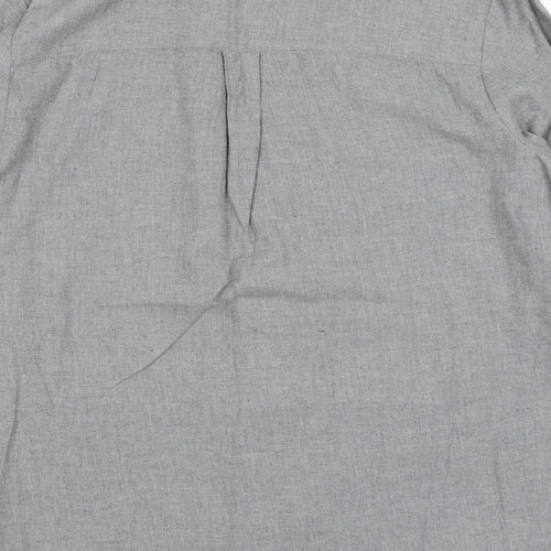 Marks and Spencer Womens Grey Cotton Basic Button-Up Size 12 Round Neck - Ruffles