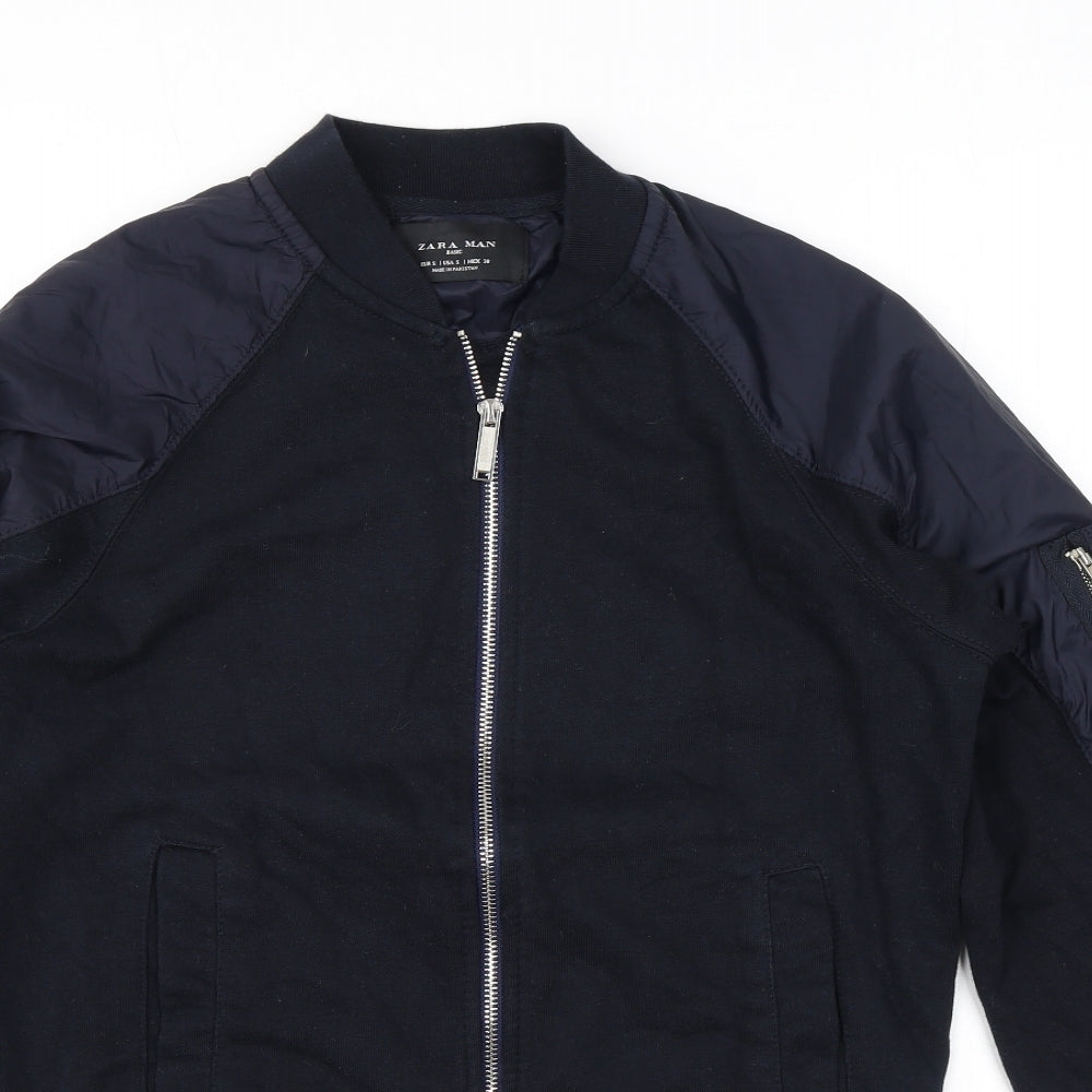 Zara Mens Black Bomber Jacket Jacket Size S Zip