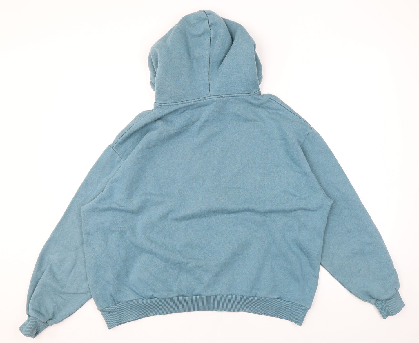 Pull&Bear Mens Blue Polyester Pullover Hoodie Size M - Logo